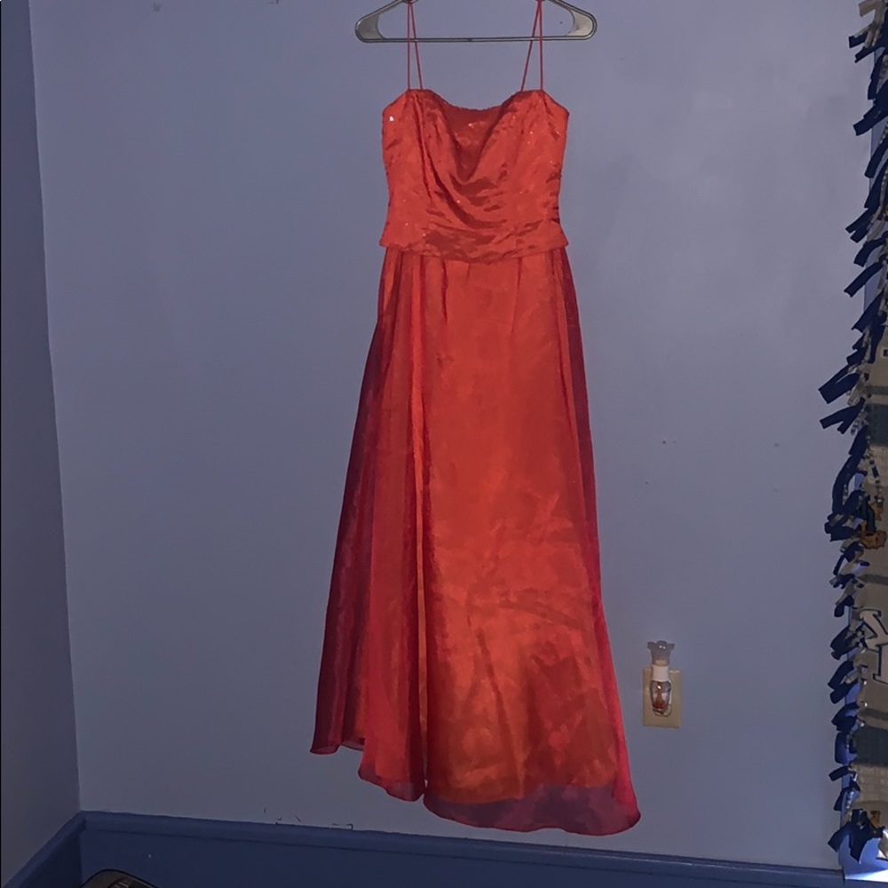 Coral an pink prom dress